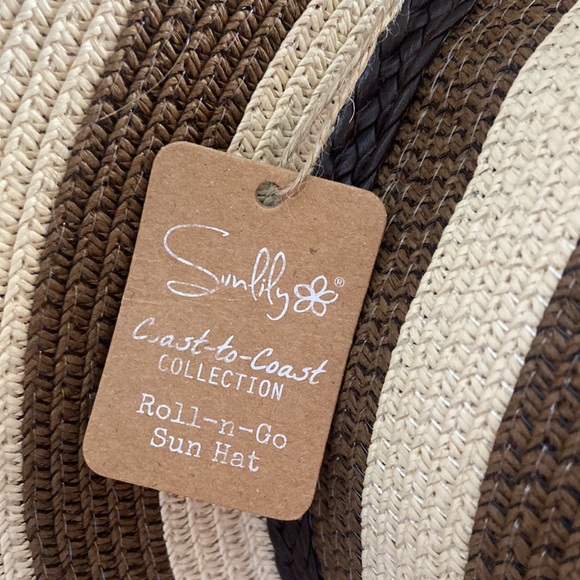 Sunlily Roll-n-Go Sun Hat Size OS Brown and Tan with Leather band NWT - Picture 2 of 8